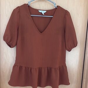 Nine West Terracotta Peplum Blouse